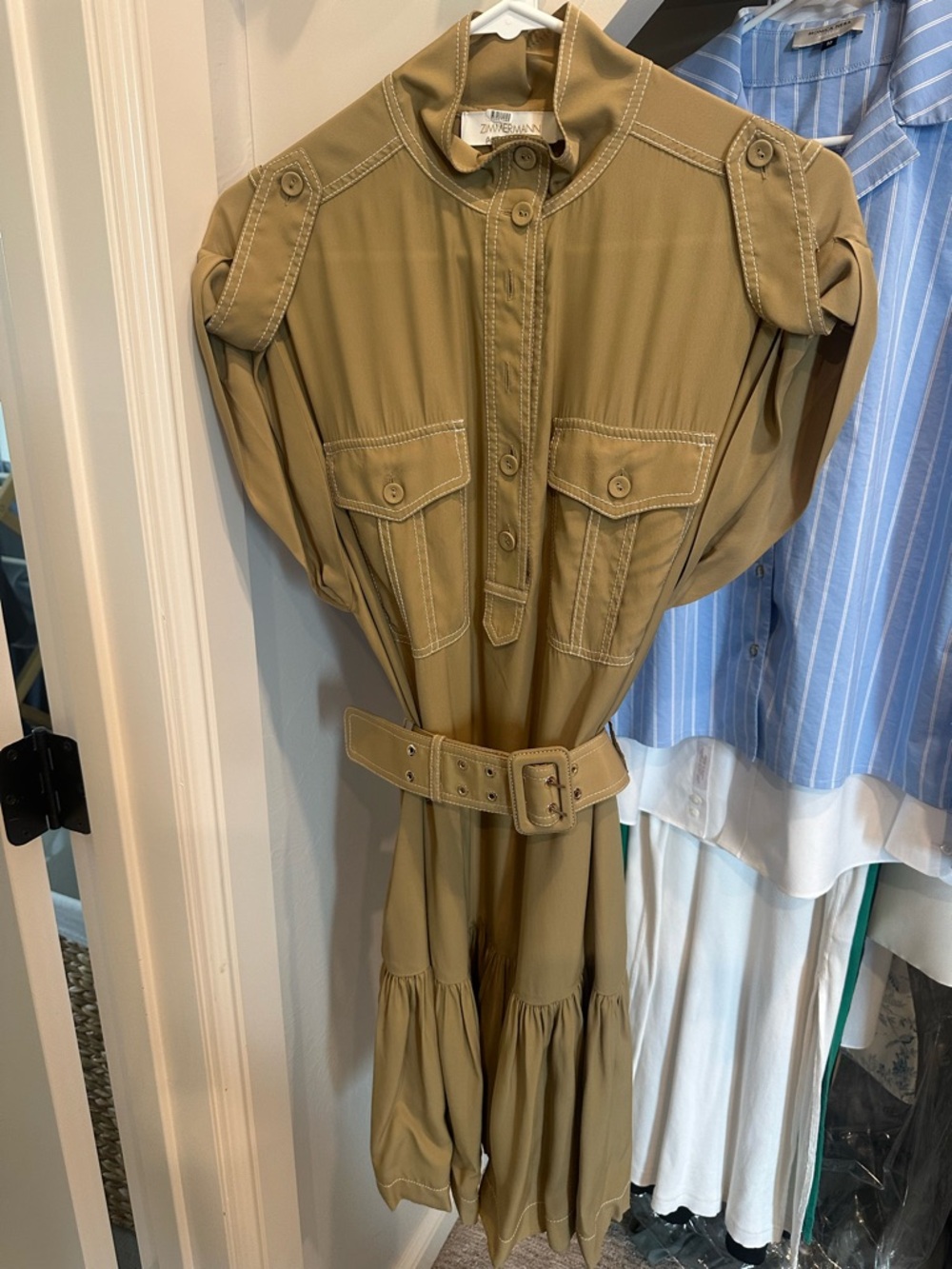 Zimmermann Mock Neck Utility Dress with Belt